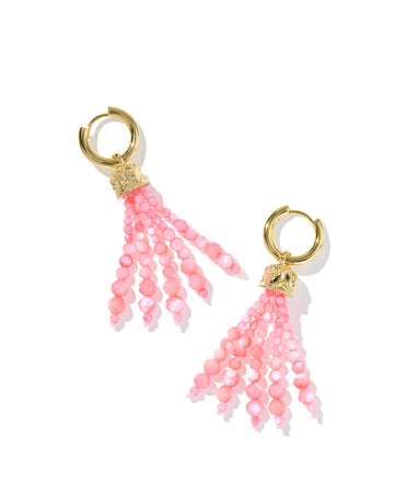 KENDRA SCOTT- Sylvia Gold Huggie Earrings in Pink Chalcedony